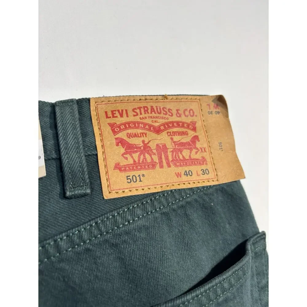 “Levi’s 501 Original Jeans Men’s 40x30 Green Garment Dyed NWT Straight Leg”